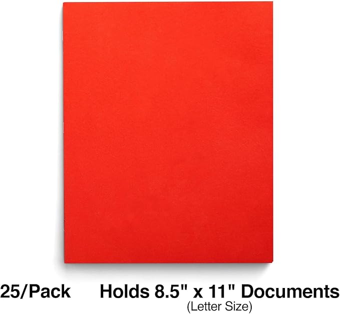 Staples School Grade 2‑Pocket Folders with Fasteners, Orange, Letter‑Size Durable Classroom & Office File Folders, 25/Box