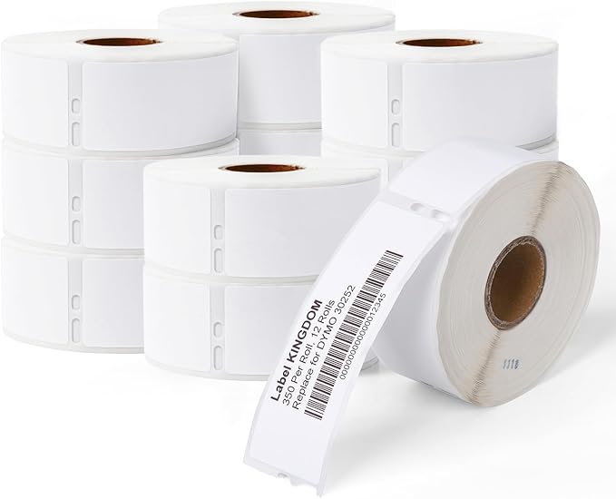 12 Rolls 1-1/8" x 3-1/2" Thermal Labels Replacement for DYMO LW 30252 Multipurpose Address Barcode Label Maker Refills for Label Writer 450, 450 Twin Turbo, 4XL Printers