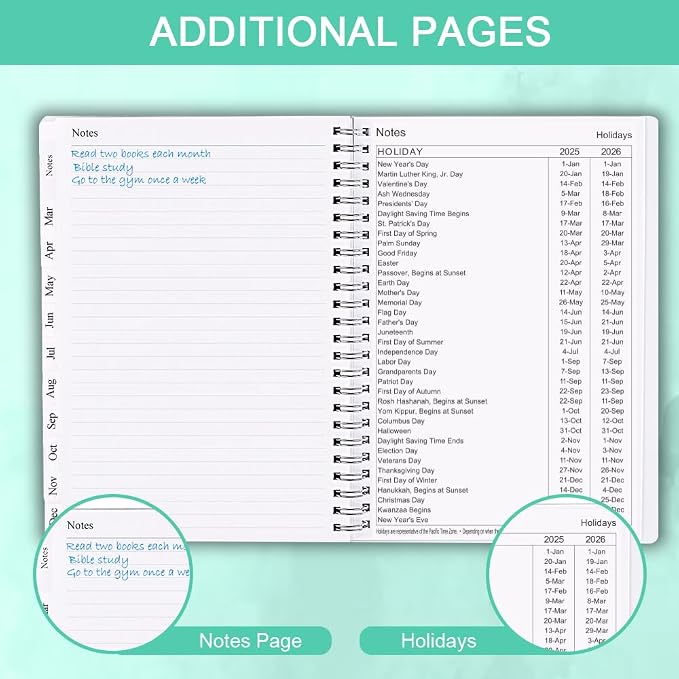Cheericome Planner 2026-2027, Monthly Weekly Planner Runs January 2026 to June 2027, 26-27 Planners with PP Cover and Elastic Bond, 18 Month, Teal Monthly Planner Calendar