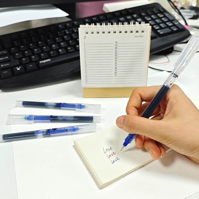 Blue Pens for School Back to School Stuff Rollerball Pens Blue Fine Point Smooth Writing Pen 12 PCS Thin Pen Fine Point for Writing Ink 0.5 Fine Tip