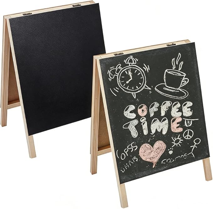 PH PandaHall 2pcs Wood Chalkboard Sign Double-Sided Tabletop Chalkboard Chalk Board Stand Sign Small Blackboard Easel for Home Office School Restaurant Business Wedding Event Decor, 11.5x8.2 Inch