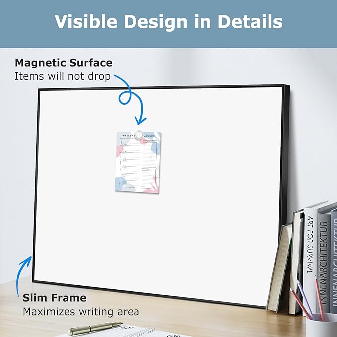 Large Dry Erase White Board, 36'' x 24'', Wall Hanging Magnetic Whiteboard for Home Office School Kitchen, Black Aluminum Frame