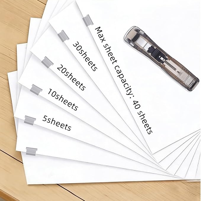 Artibetter Professional Desktop Stapler and Reusable Paper Clip Dispenser Set with 200pcs Refill Staples, Compact Office Binding Tool for Document Organization and School Use
