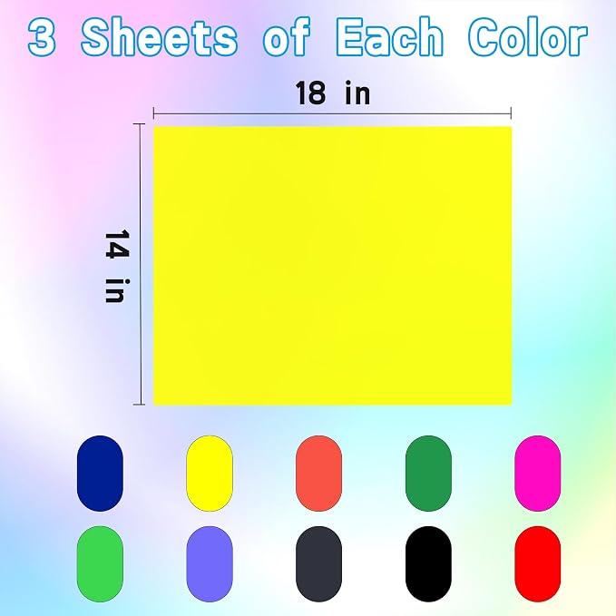 pmybupo 30 Pcs 14x18 Poster Board 10 Assorted Color Blank Graphic Display Boar,Bright Color Cardstock School Project Poster Board Paper for Art and Craft Graphic Display Presentation Drawing