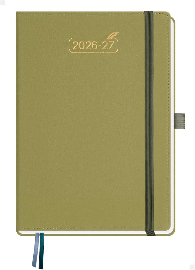 BEZEND Weekly Planner 2026-2027 (6" x 8.5") 2-Column Dual Schedule for Work/School/Home or 2 Person (Jul 26-Dec 27) 18 Months Academic Calendar with Tabs, PU Leather Hardcover -Mustard