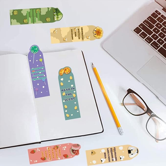 30 Pcs Cute Food Bookmarks for Kids Food Theme Bookmark Cartoon Bookmark for School Office Students Teens Book Reading Lovers Classroom Favors