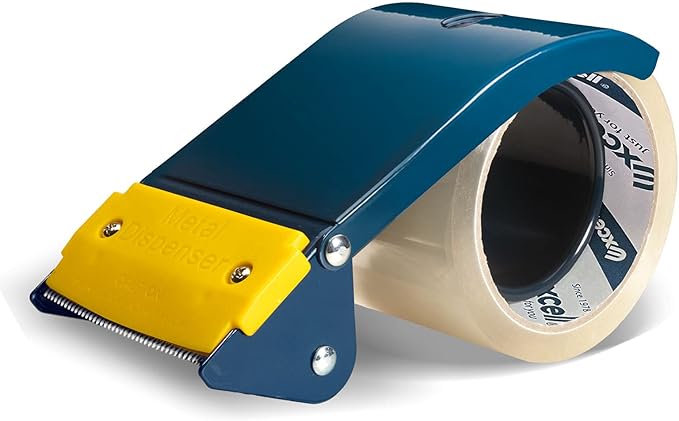 Excell ET-366 3" Wide Handheld Tape Dispenser with Durable Metal Construction, for Packaging, Transportation, Moving and Box Sealing Carton