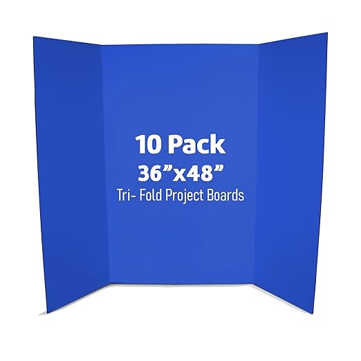Flipside Products 36” x 48” Project Boards for Presentations, Science Fair, School Projects, Event Displays and Trifold Picture Board, Proudly Made in USA - Blue - 10 Pack