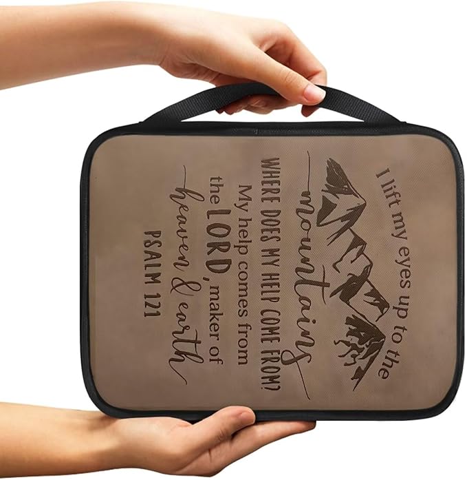Psalm Mountains Print Bible Case Covers for Men Women,Bible Bag with Handle Study Supplies Accessories