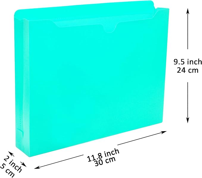 Youngever 6 Pack Heavy Duty Plastic File Jacket, Reinforced Straight Cut Tab, Expandable File Jackets, 2 inch Expansion Pocket, Letter Size, Assorted Colors