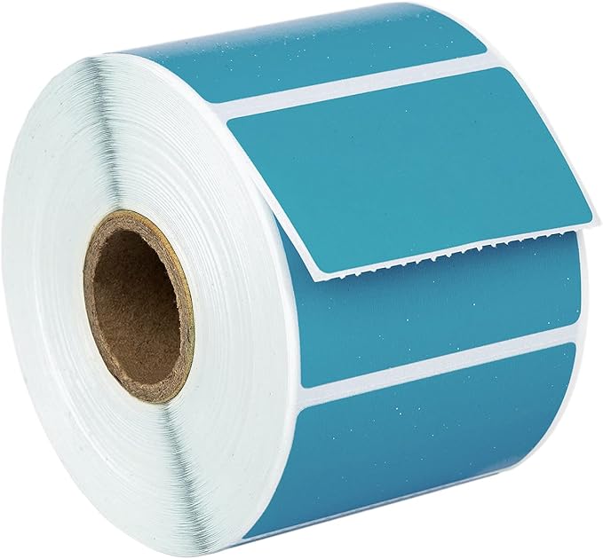 HOUSELABELS 2.25" x 1.25" Red, Blue, Yellow, Green Address Labels on 1" Core Compatible with Zebra and Rollo Printers, 48 Rolls / 1,000 Labels per Roll