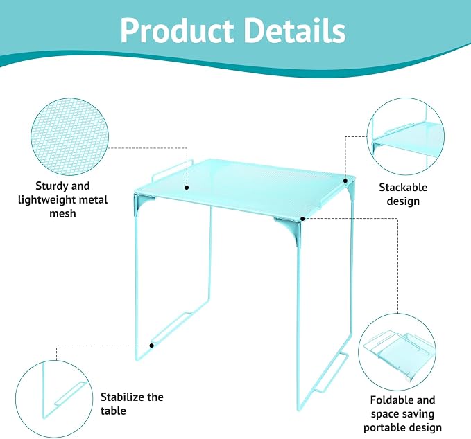 Locker Organizer Shelf Stackable Extra Locker Shelf for School Locker Organizer Storage Cabinet Accessories Suitable for School, Office, and Home use (1, Light Blue)