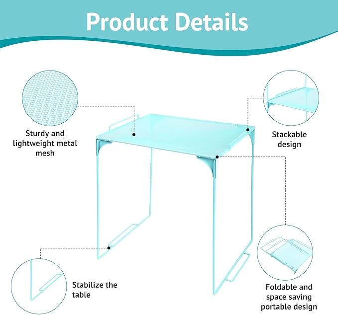 Locker Organizer Shelf Stackable Extra Locker Shelf for School Locker Organizer Storage Cabinet Accessories Suitable for School, Office, and Home use (1, Light Blue)