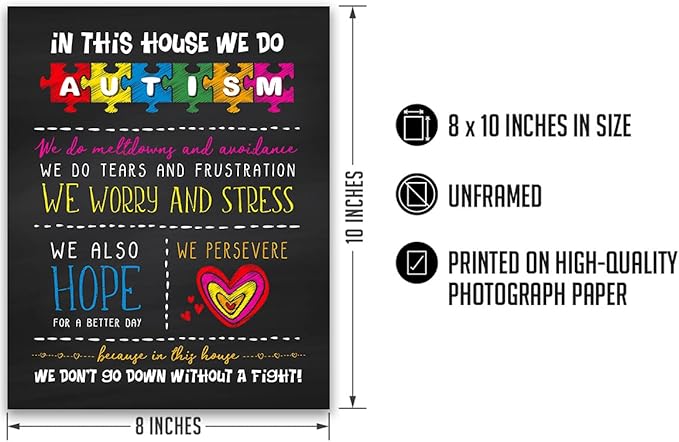 In This House We Do Autism | Autism Awareness Decor | Autism Classroom | Boho Rainbow Decor Classroom | Autism Sign | Autism Art Wall Decor Classroom | Autistic decorations - 8x10 unframed print