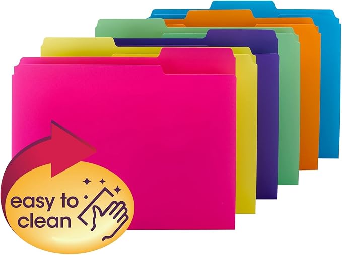 Smead Poly File Folder, 1/3-Cut Tab Letter Size, Bright Colors, 24 per Box (10506)