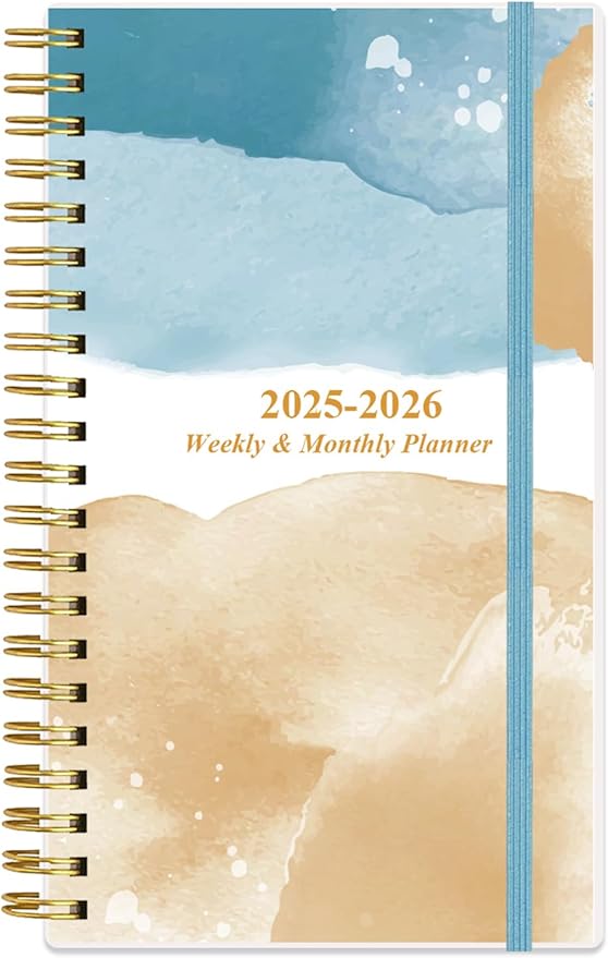 2025-2026 Pocket Planner/Calendar - 2025-2026 Weekly & Monthly Planner from July 2025 to June 2026, 12 Months Tabs, 3.75" x 6.75", Blue Ocean