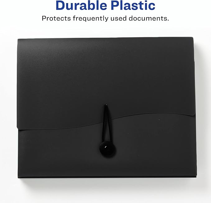Avery Slide & View Expanding File Folder, 5 Pockets, Letter Size, 1 Black Folder (73517)