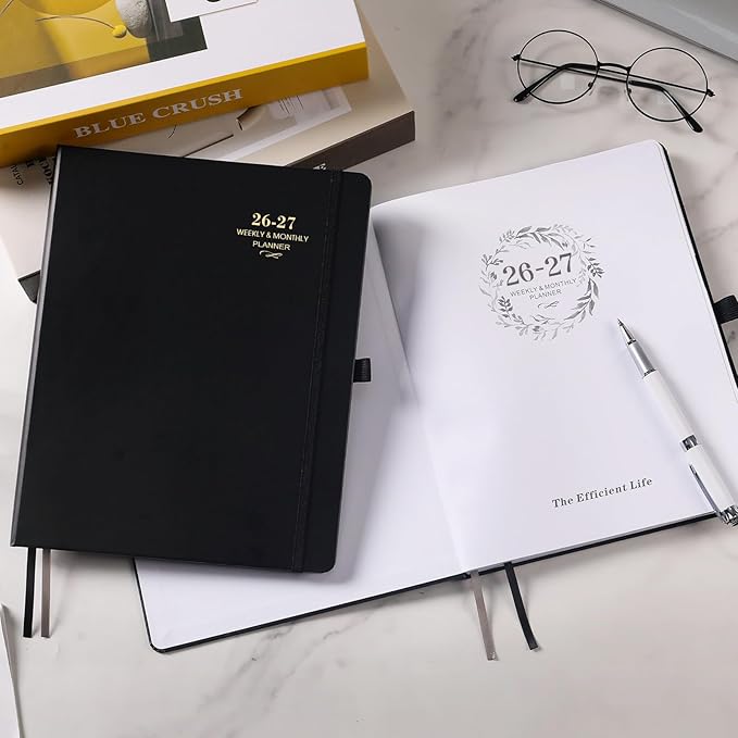 Planner 2026-2027 - Planner Weekly and Monthly 2026-2027, JUL 2026 - JUN 2027, Calendar Planner with Hardcover, Thick Paper, Back Pocket, Notes Pages, Pen Loop (9" x 11") - Black