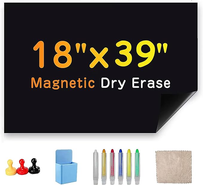 Magnetic Chalkboard Wallpaper Stick and Peel, 18" x 39"Chalk Board Contact Paper with Adhesive on Wall for School, Office, Kitchen Fridge, Drawing