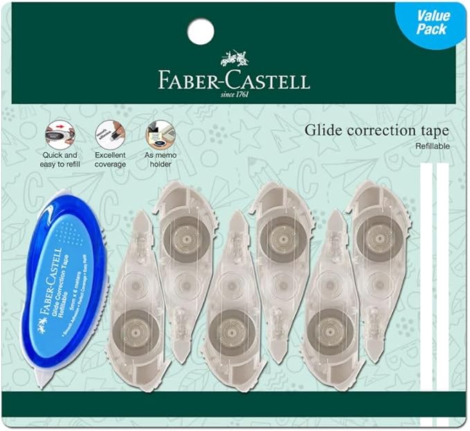 Faber-Castell Glide Correction Tape with 6 Refills