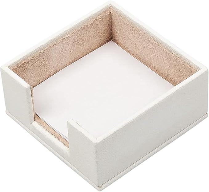 MOOGCO White Leather Desk Set - Pad, Note Paper & Pen Holder - Coaster - Accessories & Organizer - Office Storage, White