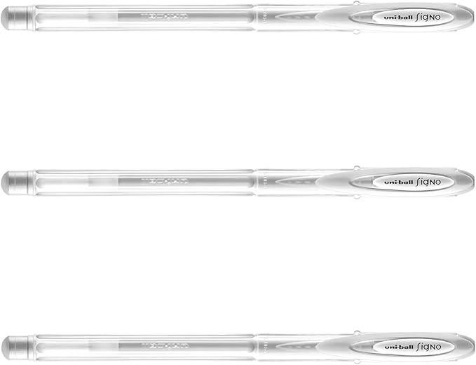 Uni-ball Signo Angelic UM-120AC Gel Ink Pen 0.7 mm, White Ink, 3 Pens per Pack