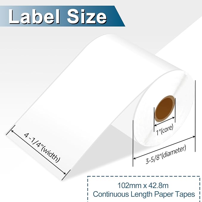 NineLeaf 3 Roll 4'' x 145' (102mm x 42.8m) Continuous Standard Address Paper Compatible for Brother RD-S01U2 Direct Thermal Labels for Zebra& Brother RJ-3050 RJ-3150 and Other Brand Label Printers