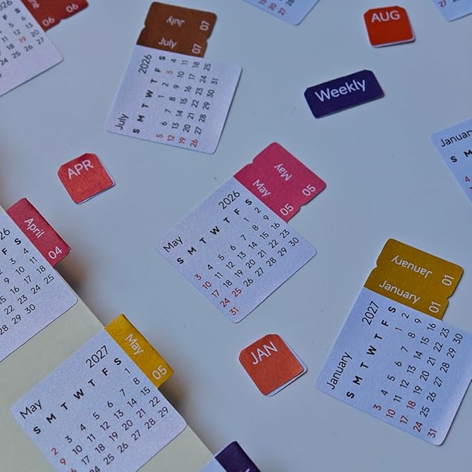 Calendar Stickers Planner Monthly Stickers Self Adhesive Index Tabs for Daily Planners & Journals, Work, School, or Home Management (Blossom)