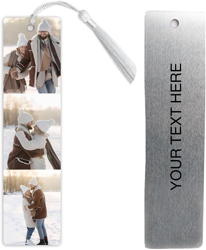 Custom Metal Bookmark with Personalized Photo and Text (3 Images)