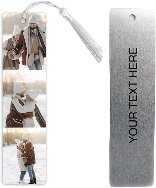 Custom Metal Bookmark with Personalized Photo and Text (3 Images)