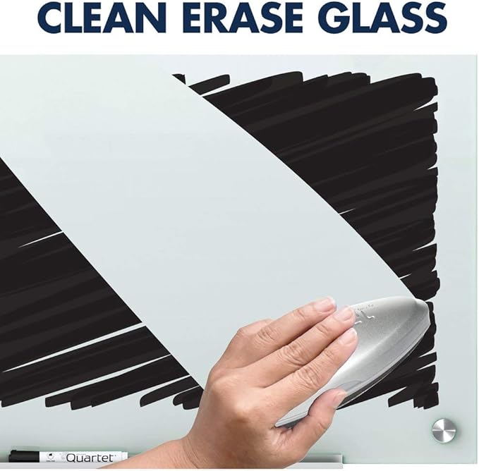 Quartet Magnetic Glass Dry Erase White Board, 36''W x 24''H Whiteboard, Infinity Frameless Mounting, White Surface (G3624W)