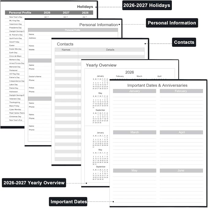 Planner 2026-2027 - 8.5'' × 11'' Weekly & Monthly Planner from July 2026 to June 2027, Large Planners 2026-2027 with Pefect Organizer, Fabric Cover, Inner Pocket, Black