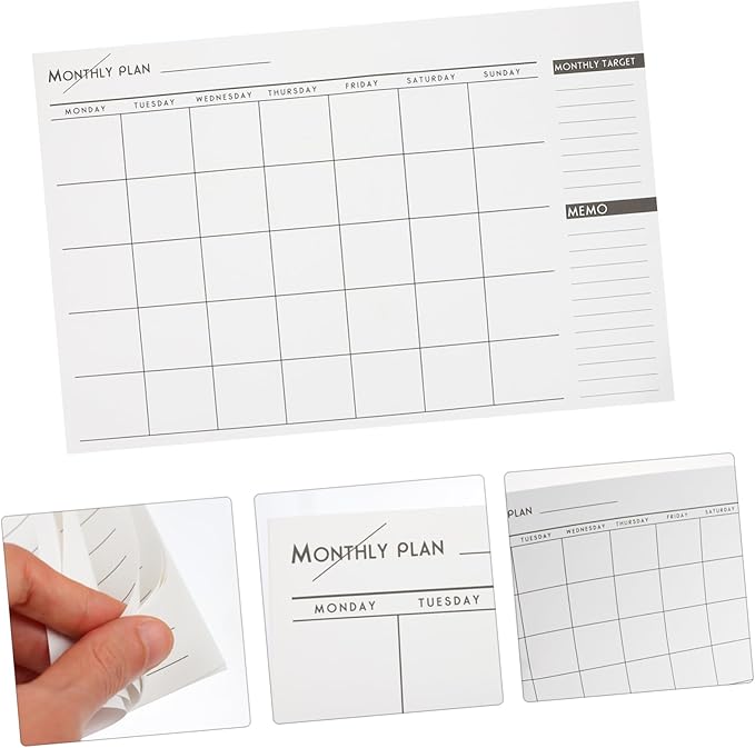 KALLORY Simple Month Schedule Work Planner Notepad Monthly Scheduler for Students Office and Home Use Practical Desk Calendar for Study and Work Organization