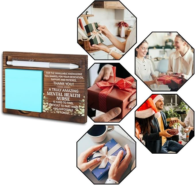 Mental Health Nurse Office Desk Organizer, Inspirational Gift for Psychiatric Nurses, Thoughtful Appreciation Gift, Motivational Decor for Healthcare, Wooden Sticky Note Holder, LQQ32