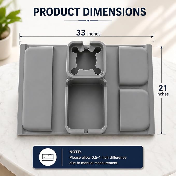 S V Adjustable Couch Armrest Tray with Cup Holder & Storage Pockets Non Slip Sofa Organizer for Drinks Phone Remote