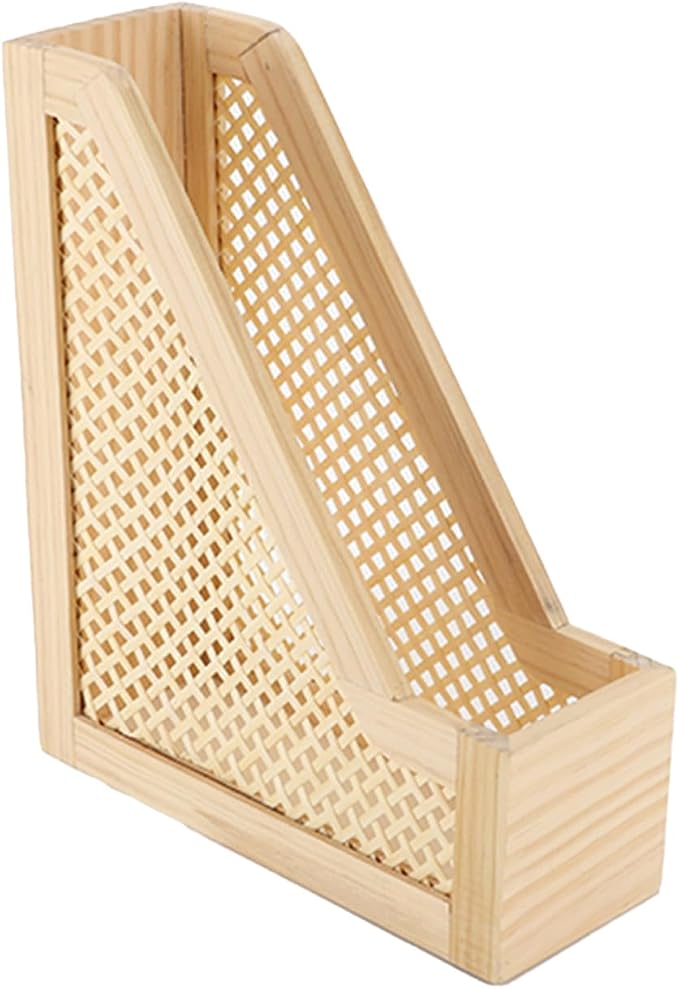 SHCMSADO Bamboo Decorative Bookends Wooden Creative Book Ends for Shelves Desktop Newspaper Magazine File Holder for Office/Home/School