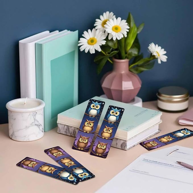 Funny Owl 5 Pcs Bookmarks Cute Owls Standing Tree Branch Wooden Bookmarks with Tassel for Students Reader Teachers Book Lovers