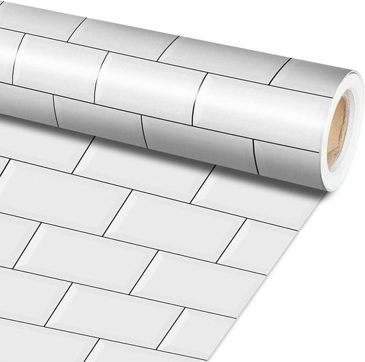 Qyeahkj 17.7in x 20ft Bulletin Board Paper Roll Bulletin Board Background Paper Fade Resistant Classroom Decoration Poster Art Craft Home Wall Education Decor Supplies White Tile