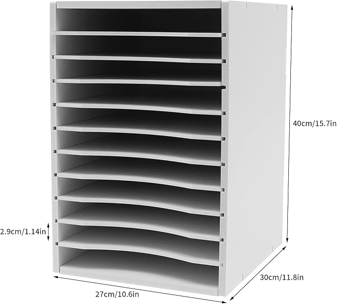 11 Slots Vertical Desktop Sorter, Mail Organizer Vertical File Organizer Adjustable Shelve Paper Sorter Organizer Document Storage Rack for Office School Home White