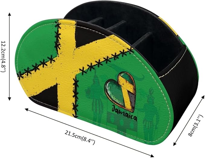 Jamaican Heart Flag Office Desk Organizers with 5 Compartments, Remote Control Holder Desktop/TV Cabinet/Vanity Caddy, Storage for Controllers/Cosmetic Brushes/Glasses