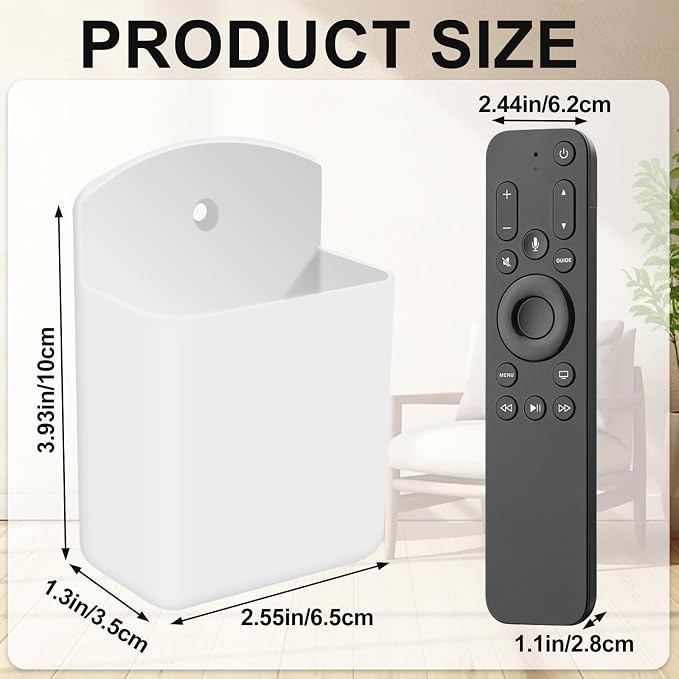 2 PCS Self Adhesive Remote Holder Wall Mount Control Holders Small Wall Mounted TV Remote Bracket Air Conditioner and Pen Organizers and Accessories for Home Office School (White)