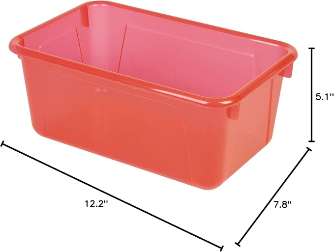 Storex Small Cubby Bins – Plastic Storage Containers for Classroom, 12.2 x 7.8 x 5.1 inches, Assorted Candy, 5-Pack (62490A05C)