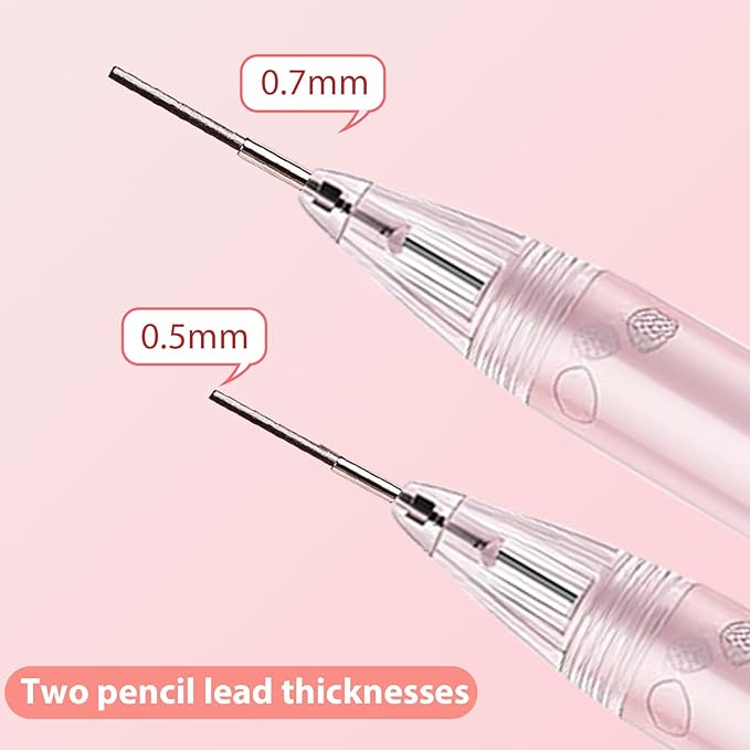 6Pcs Coquette Pink Cherry Blossom Mechanical Pencils Cute 0.5mm&0.7mm Mechanical Pencil Kawaii Pencils School Pencil for Students Women Office School Suppies