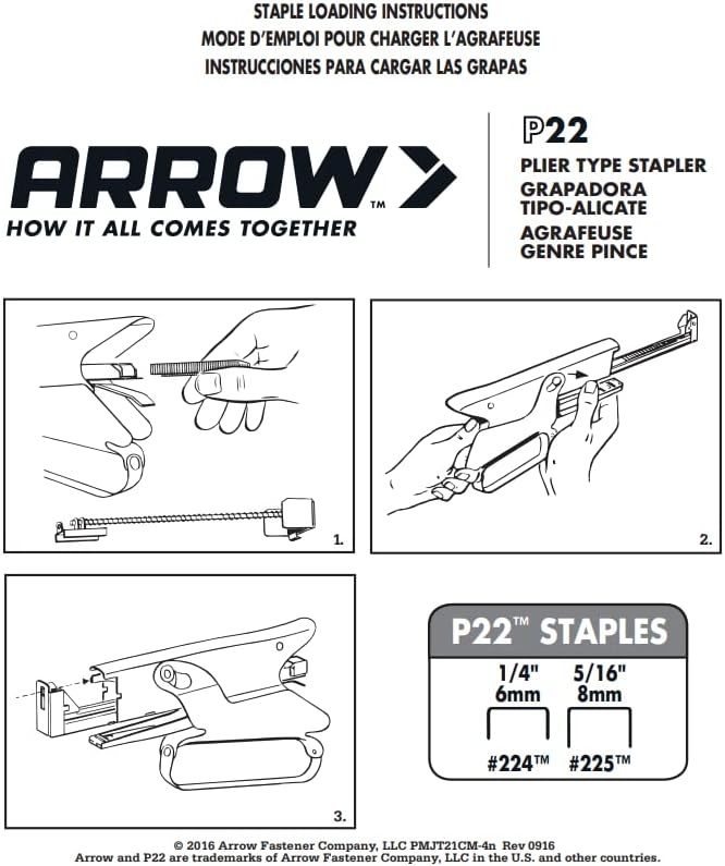 Arrow Fastener P22 Heavy Duty Handheld Plier Stapler for Crafts, Office, and Insulation, Uses 1/4-Inch and 5/16-Inch Staples