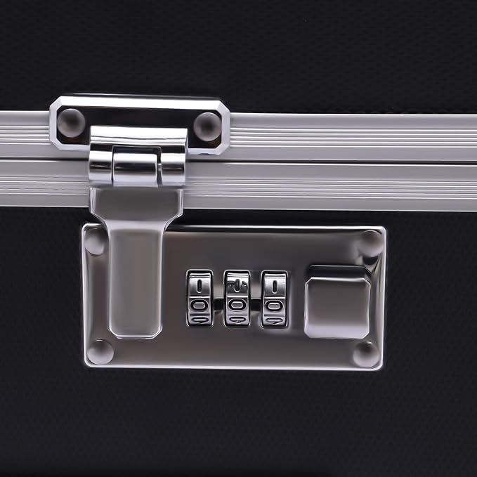 Record Storage Box, 50 Album Holder Locking Storage Box, Briefcase Security Lock Box for Personal Items Cash Laptop