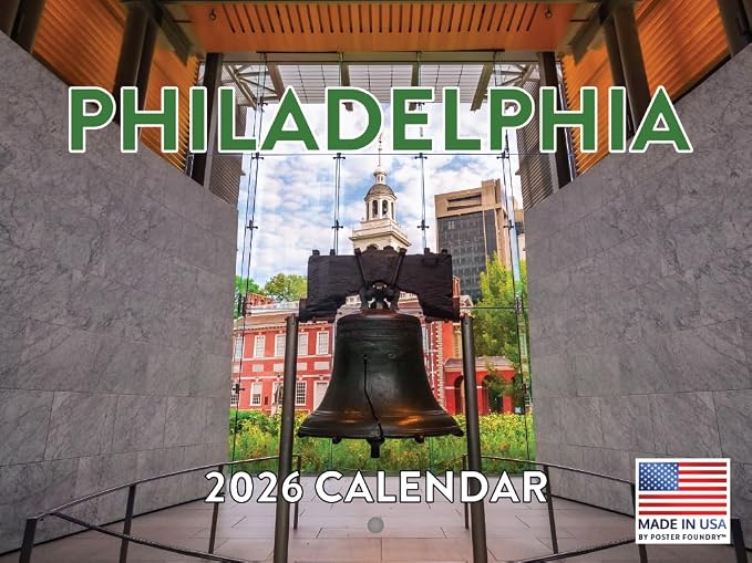 Philadelphia Calendar 2026 Wall 12 Month Monthly PA Scenic Souvenirs Philadelphian Themed Gifts | American Made In The USA