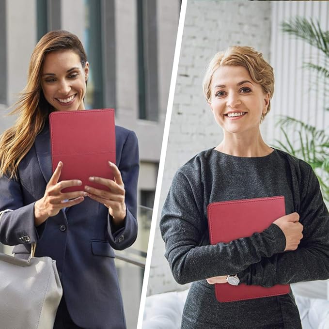 Junior Padfolio Portfolio with 5 x 8 Writing Pad, A5 Business Portfolio Binder Folder Organizer Multi-Function Combination Case for Men Women, Red.
