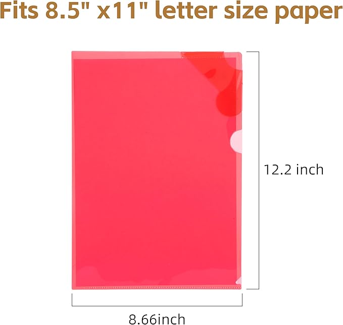 ViVin 12 Pack Transparent Sheet Protectors with Corner Guards, L-Type Folder Plastic Sleeves for Paper 8.5x11, Reusable A4 Project Pockets for School, Office, Home(6 Colors