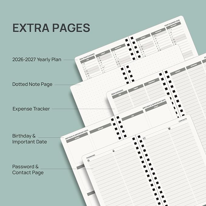 POPRUN Pocket Planner 2026-2027 (JUL 26-JUN 27), Purse Size 4" x 6.25", Small Pocket Calendar for Purse, Academic Weekly and Monthly Calendar with Ruler, Spiral Softcover, 100GSM - Navy Blue