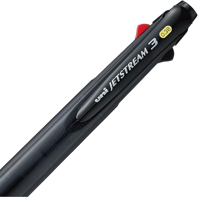 Uni Ballpoint Pen Jetstream 3 Color Black, Red, Blue Ink 0.38mm, Transparent Black (SXE340038T.24)